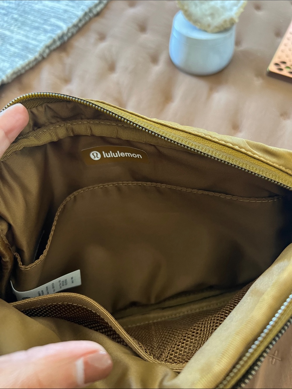 lululemon athletica deep brown Mustard Yellow Crossbody Bag - Picture 6 of 6